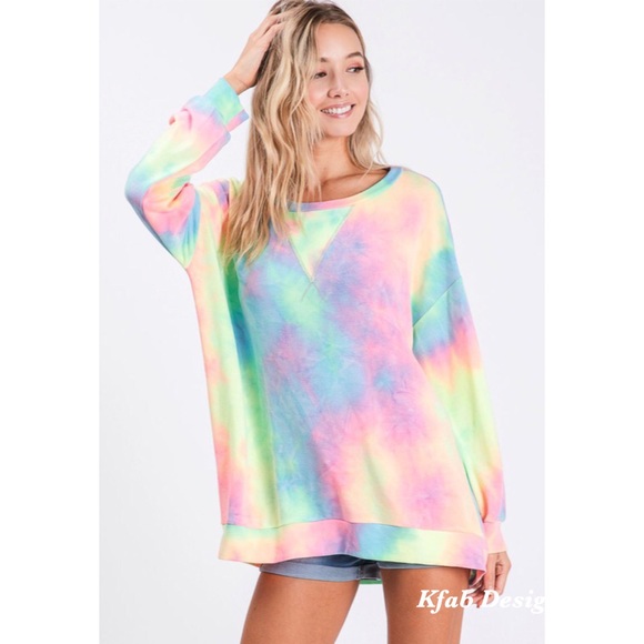 💖LAST! Softest Terry Pastel Tie Dye Pullover - Picture 3 of 10
